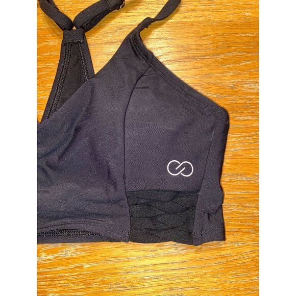 Black Infinity Logo Sports Bra With Adjustable Straps - Picture 3 of 4